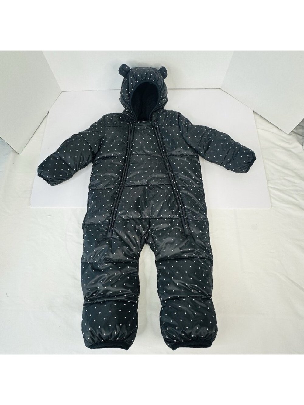 Baby Gap Black Hooded Snow Suit Size 12-18 Months NWOT Ears On The Hood Polkadot